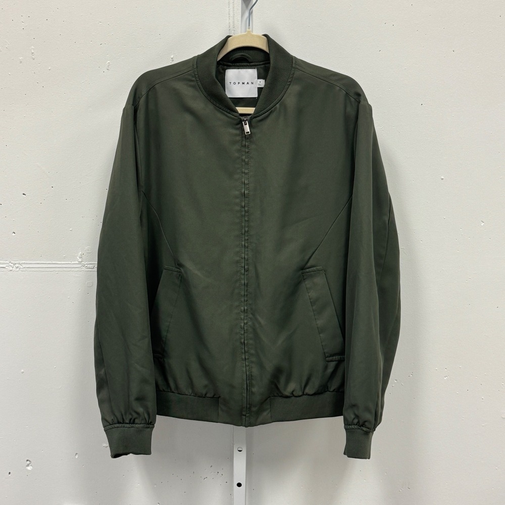 Topman Men's Olive Green Full Zip Bomber Jacket Windbreaker Size M 130673712